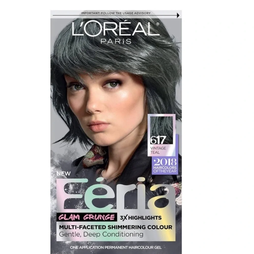 L’Oréal Féria Glam Grunge Shimmering Hair Color 617 Vintage Teal Light Brown